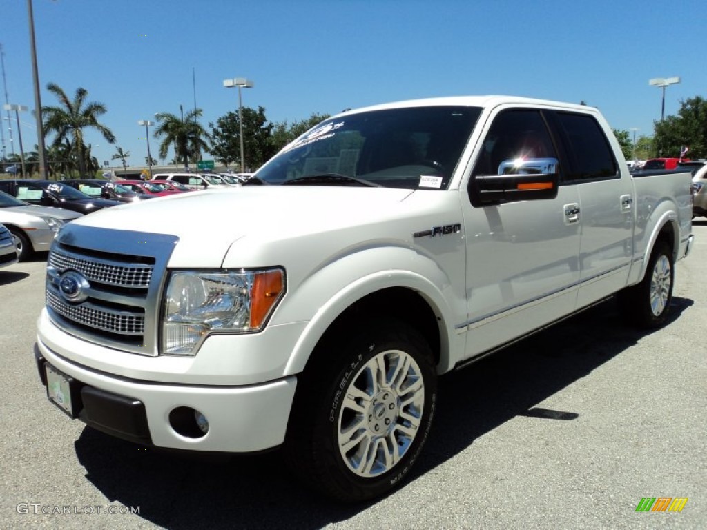 2011 F150 Platinum SuperCrew - White Platinum Metallic Tri-Coat / Sienna Brown/Black photo #13