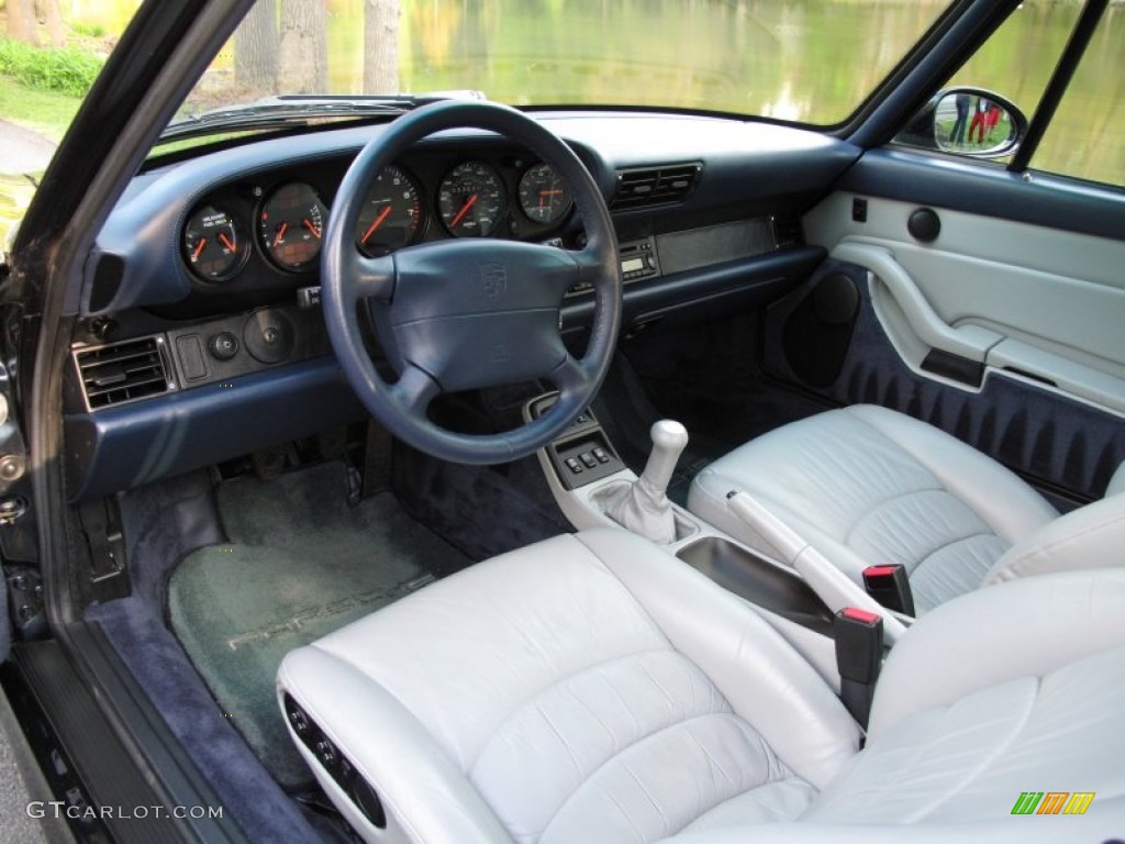 Classic Grey/Midnight Blue Interior 1996 Porsche 911 Turbo Photo #64322164