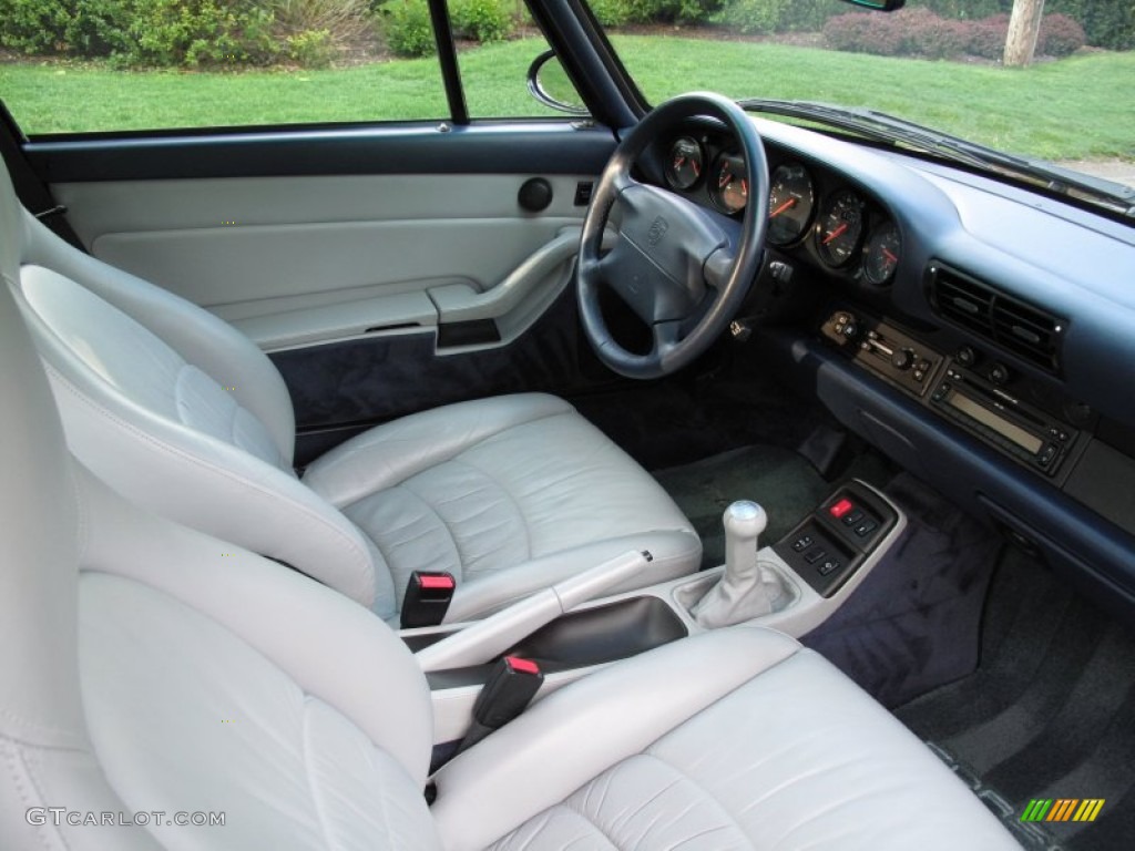 Classic Grey/Midnight Blue Interior 1996 Porsche 911 Turbo Photo #64322198