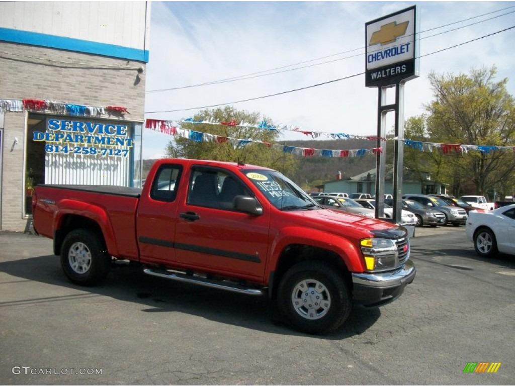 2008 Canyon SLE Extended Cab 4x4 - Red Orange Metallic / Ebony photo #1