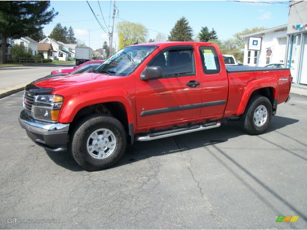 2008 Canyon SLE Extended Cab 4x4 - Red Orange Metallic / Ebony photo #4