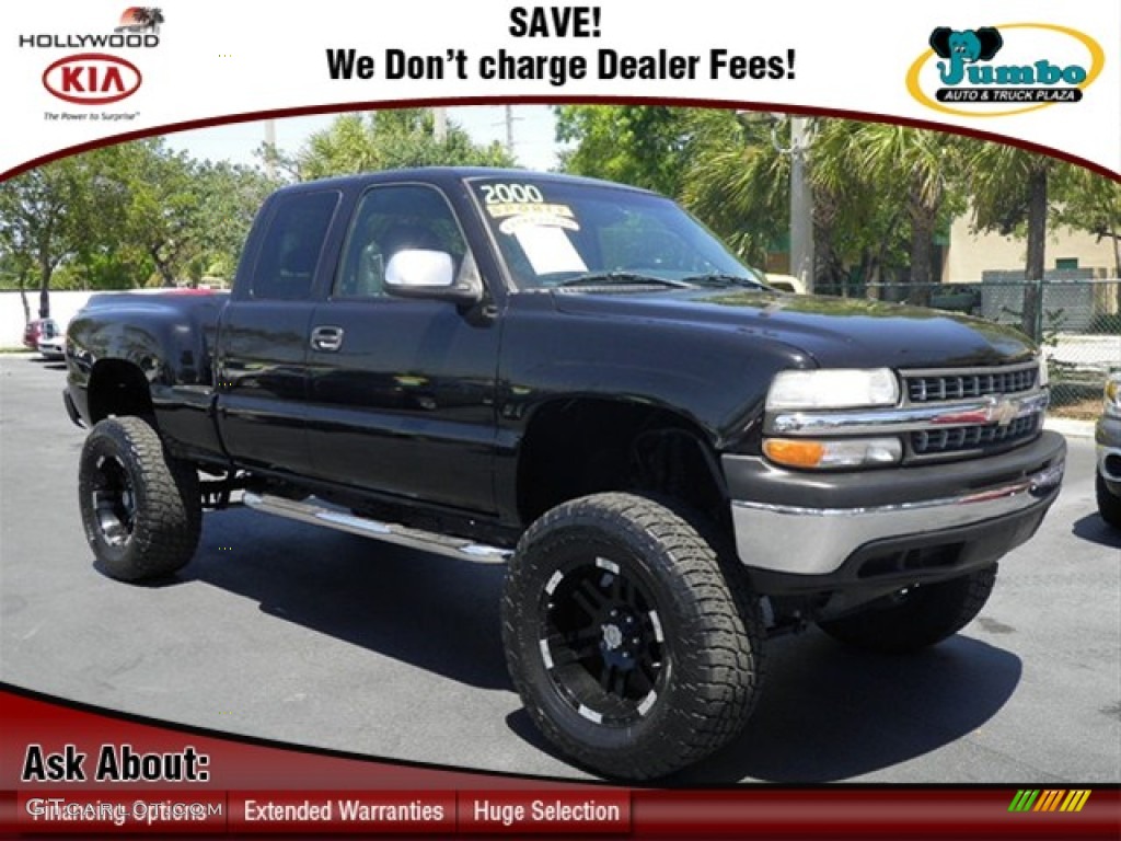 2000 Silverado 1500 LT Extended Cab 4x4 - Onyx Black / Medium Gray photo #1