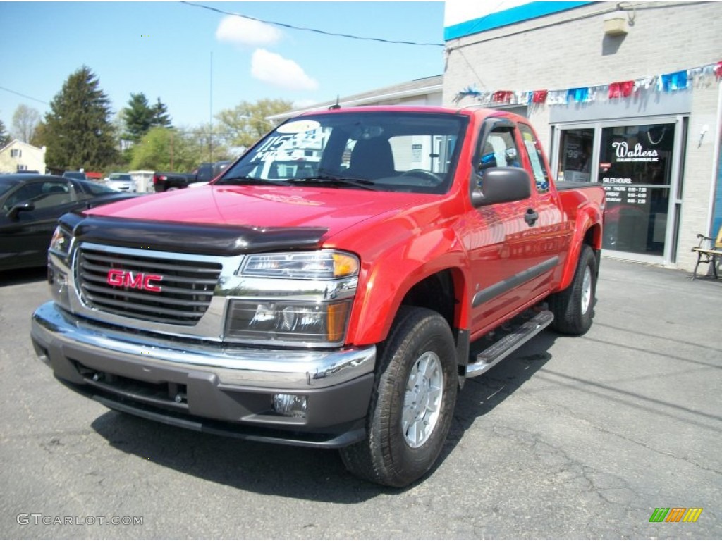 2008 Canyon SLE Extended Cab 4x4 - Red Orange Metallic / Ebony photo #37