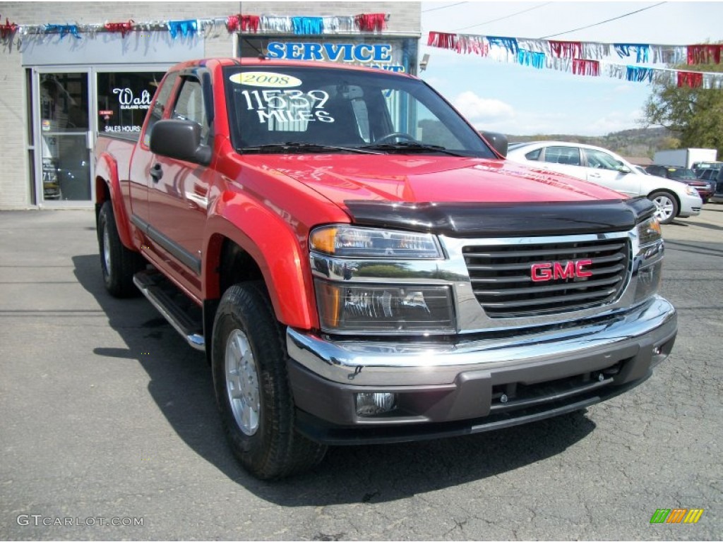 2008 Canyon SLE Extended Cab 4x4 - Red Orange Metallic / Ebony photo #38