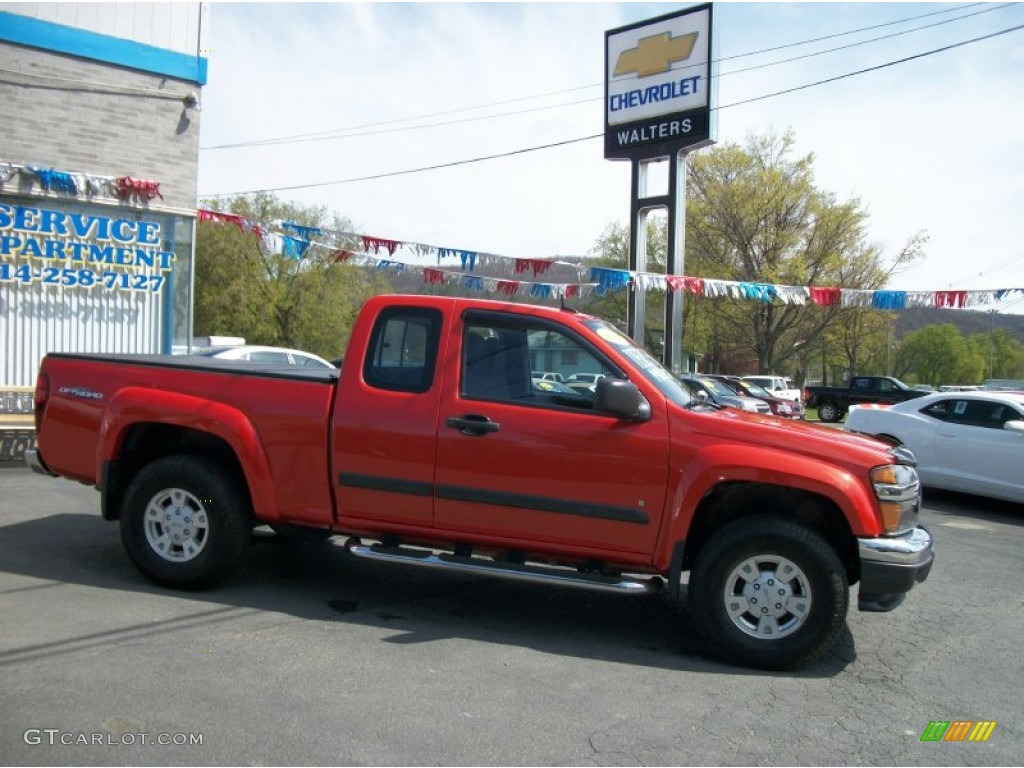 2008 Canyon SLE Extended Cab 4x4 - Red Orange Metallic / Ebony photo #39