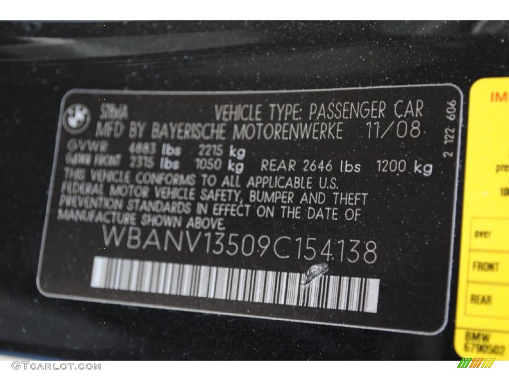 2009 5 Series 528xi Sedan - Black Sapphire Metallic / Black photo #16