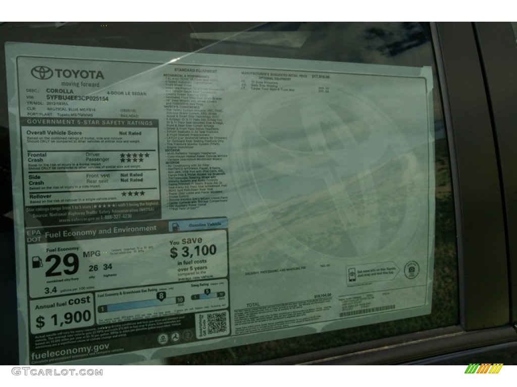 2012 Corolla LE - Nautical Blue Metallic / Ash photo #13