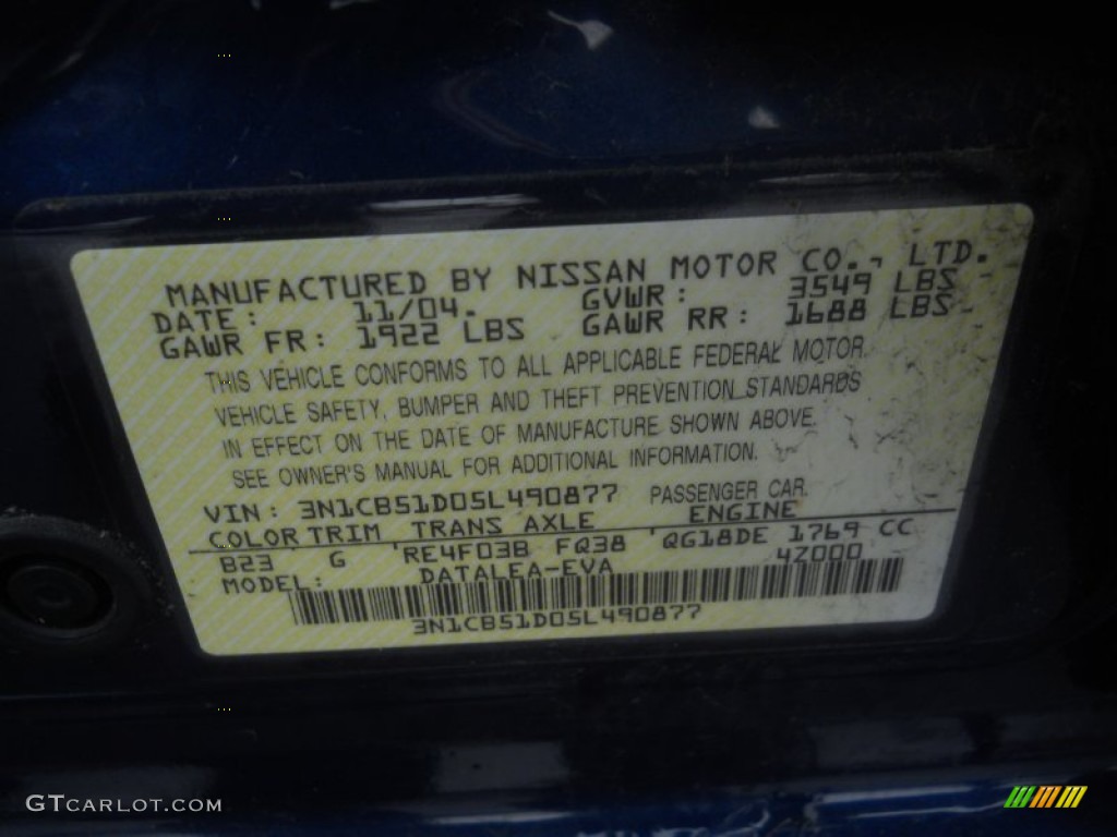 2005 Sentra 1.8 S Special Edition - Blue Dusk / Charcoal photo #14