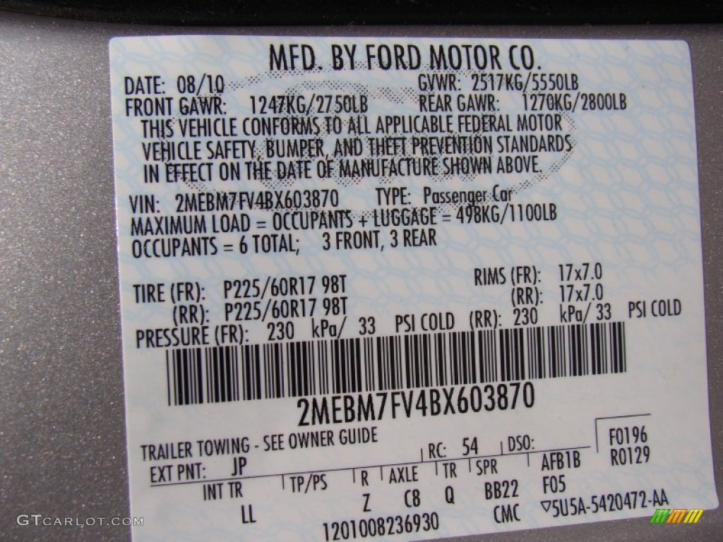 2011 Grand Marquis Color Code JP for Silver Birch Metallic Photo #64338848