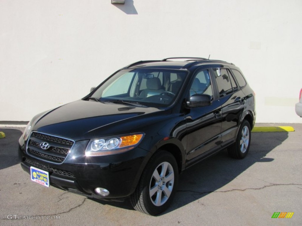 2007 Santa Fe Limited 4WD - Ebony Black / Beige photo #1