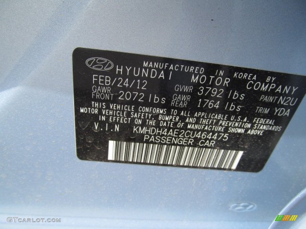 2012 Elantra GLS - Blue Sky Metallic / Beige photo #10