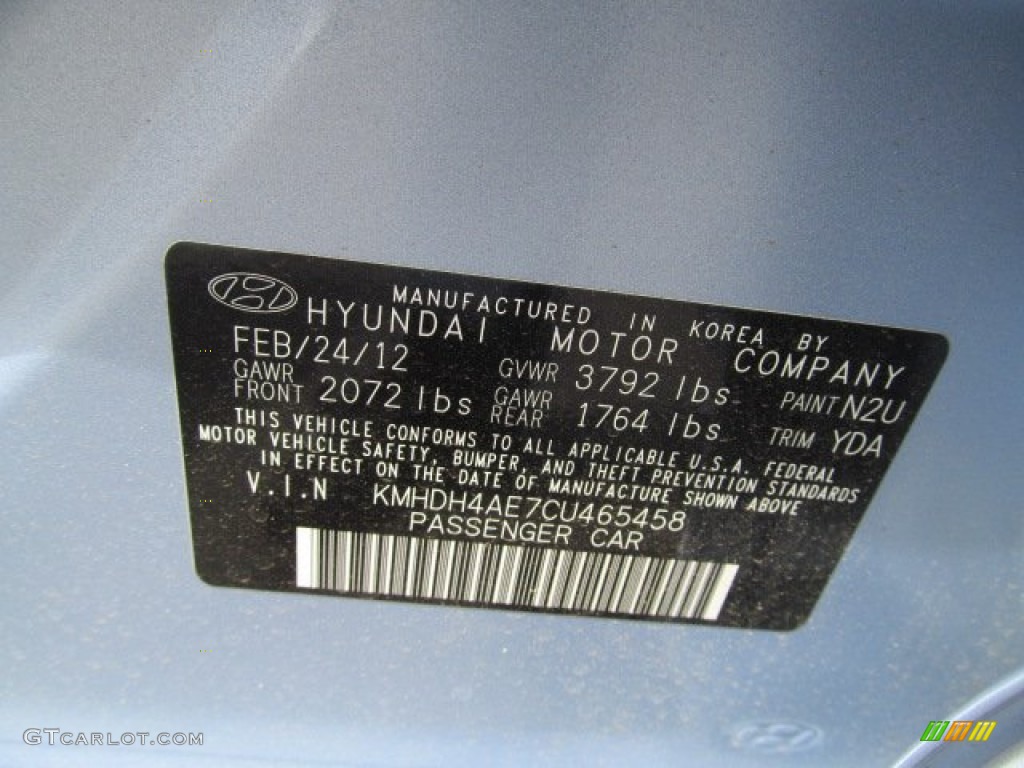 2012 Elantra GLS - Blue Sky Metallic / Beige photo #10