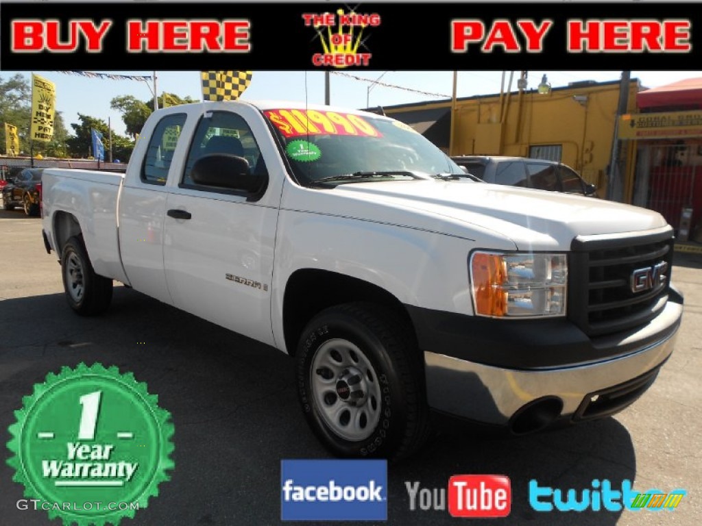 2008 Sierra 1500 Extended Cab - Summit White / Dark Titanium photo #1