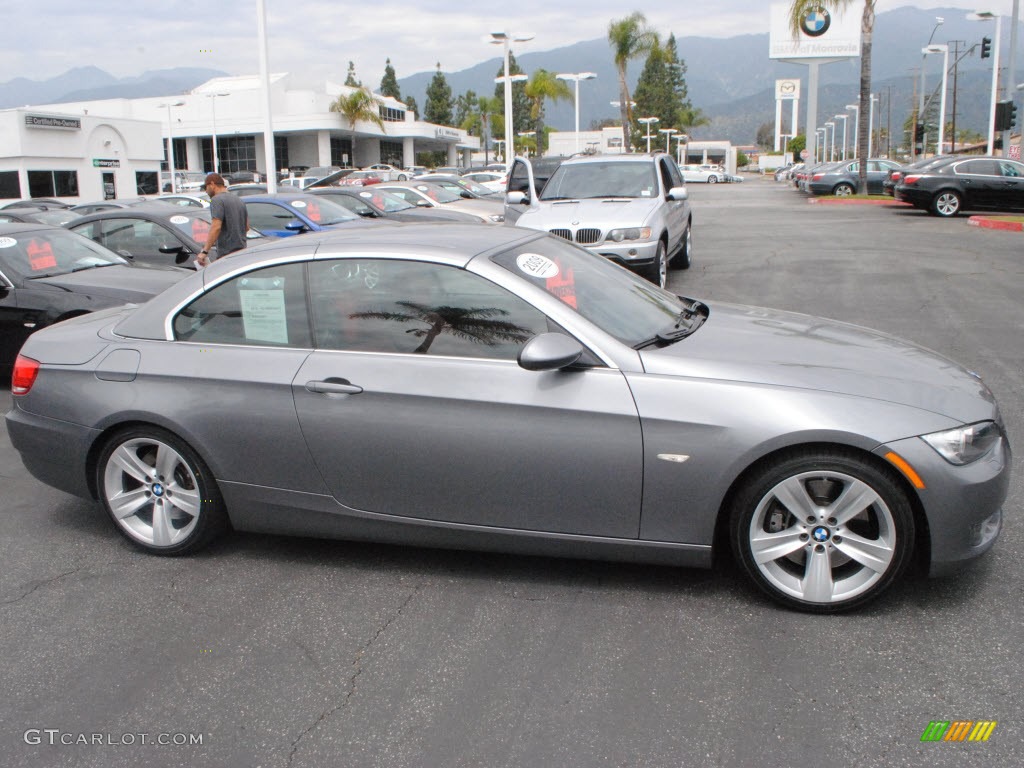 2009 3 Series 335i Convertible - Space Grey Metallic / Coral Red/Black Dakota Leather photo #3