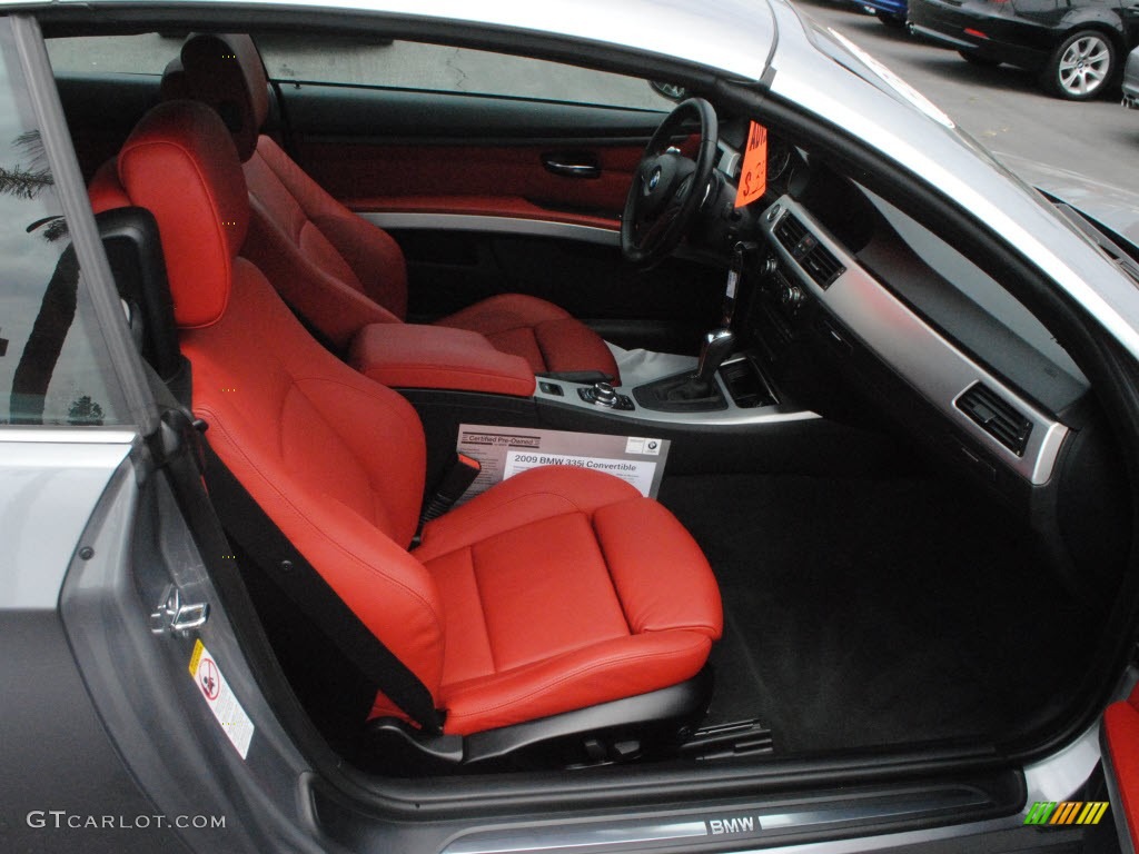 2009 3 Series 335i Convertible - Space Grey Metallic / Coral Red/Black Dakota Leather photo #4
