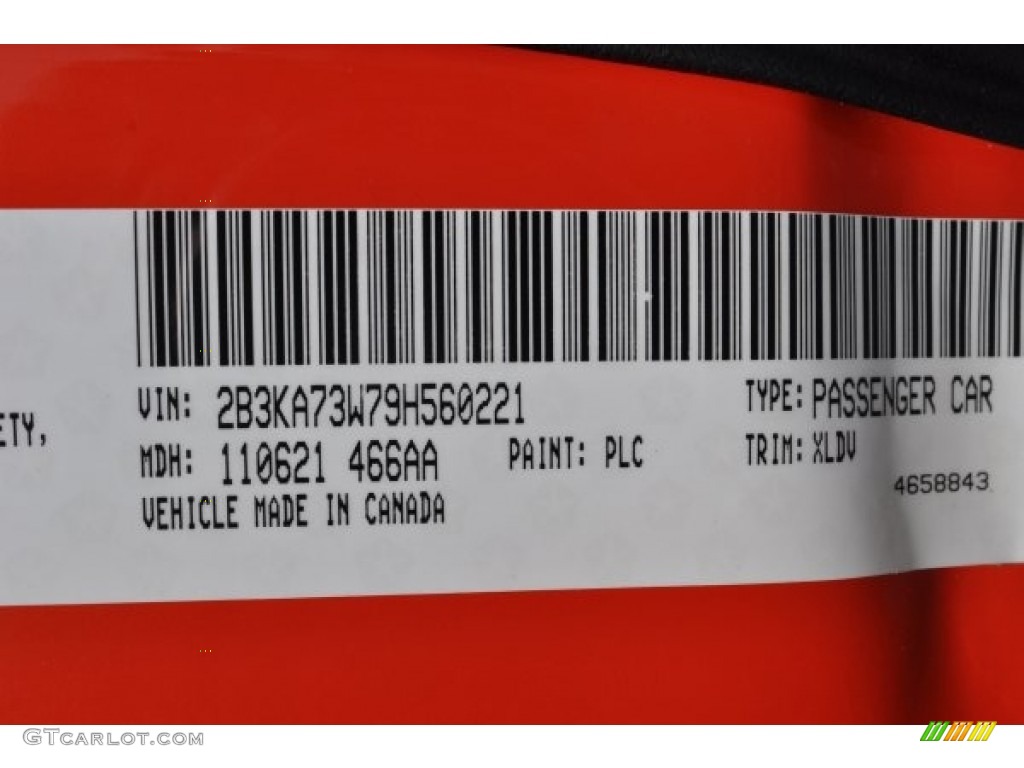2009 Dodge Charger SRT-8 Super Bee Color Code Photos