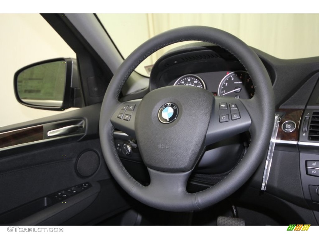 2013 BMW X5 xDrive 35i Premium Black Steering Wheel Photo #64378365