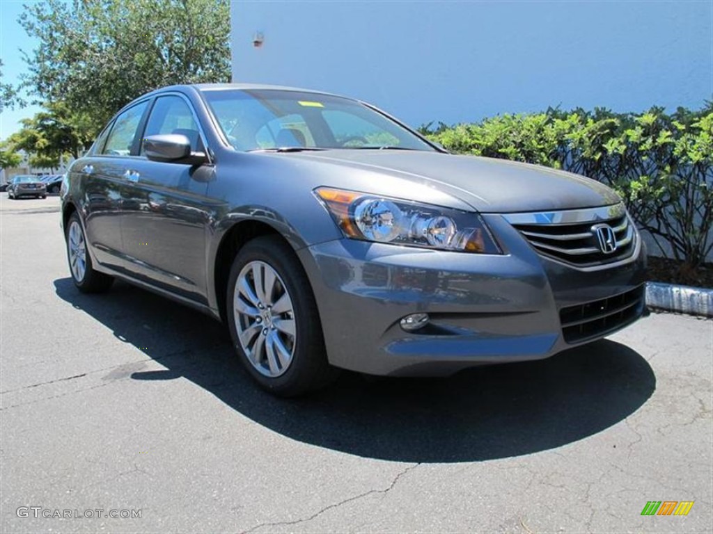 2012 Accord EX-L V6 Sedan - Polished Metal Metallic / Gray photo #1