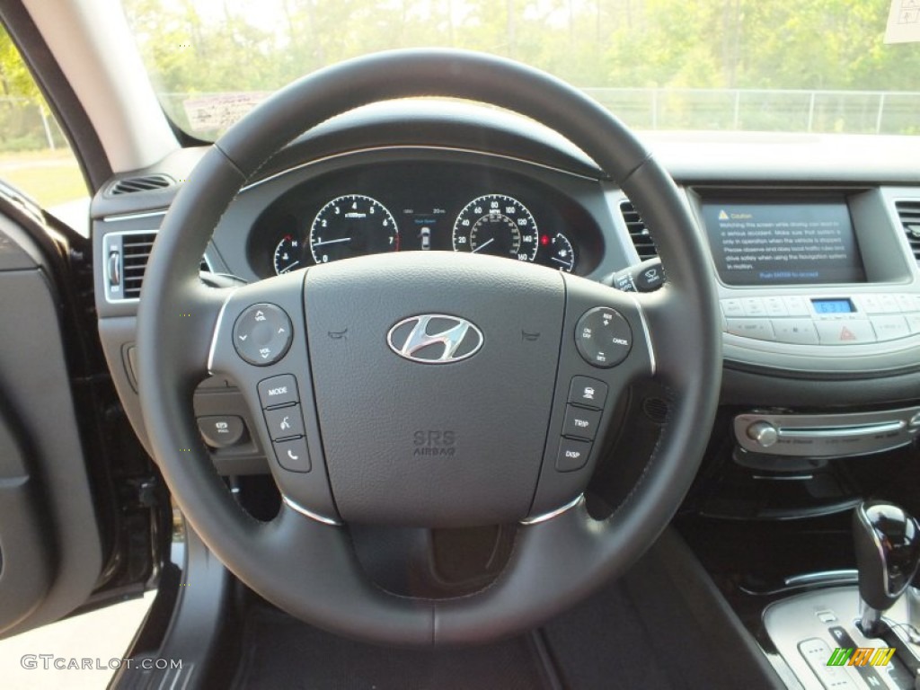 2012 Hyundai Genesis 5.0 R Spec Sedan Jet Black Steering Wheel Photo #64409071