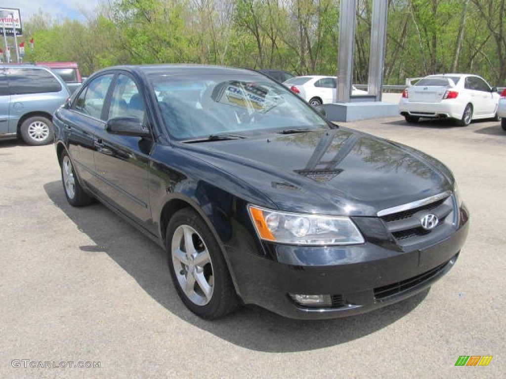 2007 Sonata SE V6 - Ebony Black / Gray photo #5