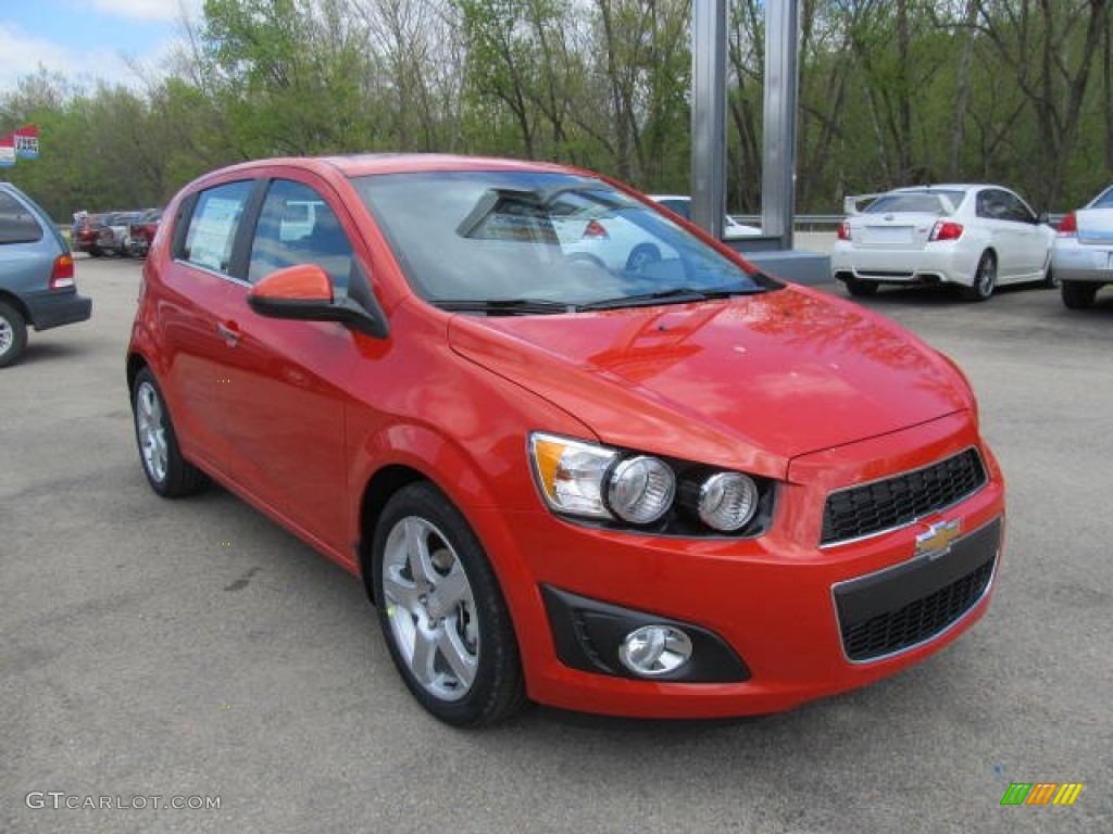 Inferno Orange Metallic 2012 Chevrolet Sonic LTZ Hatch Exterior Photo #64414345