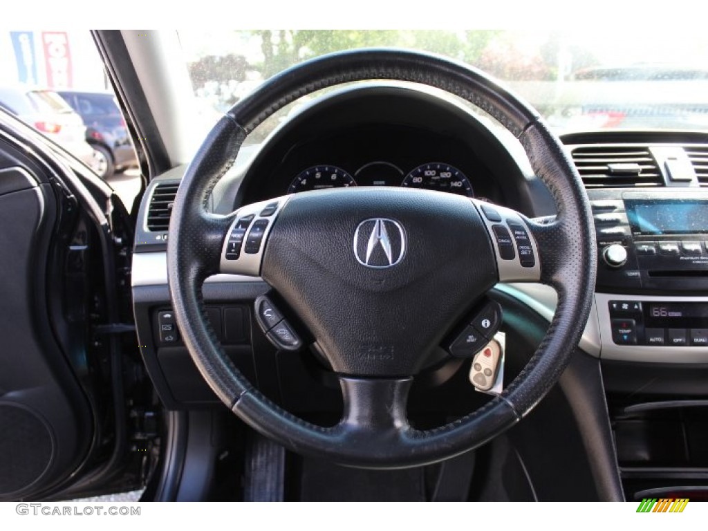 2006 Acura TSX Sedan Ebony Black Steering Wheel Photo #64429952