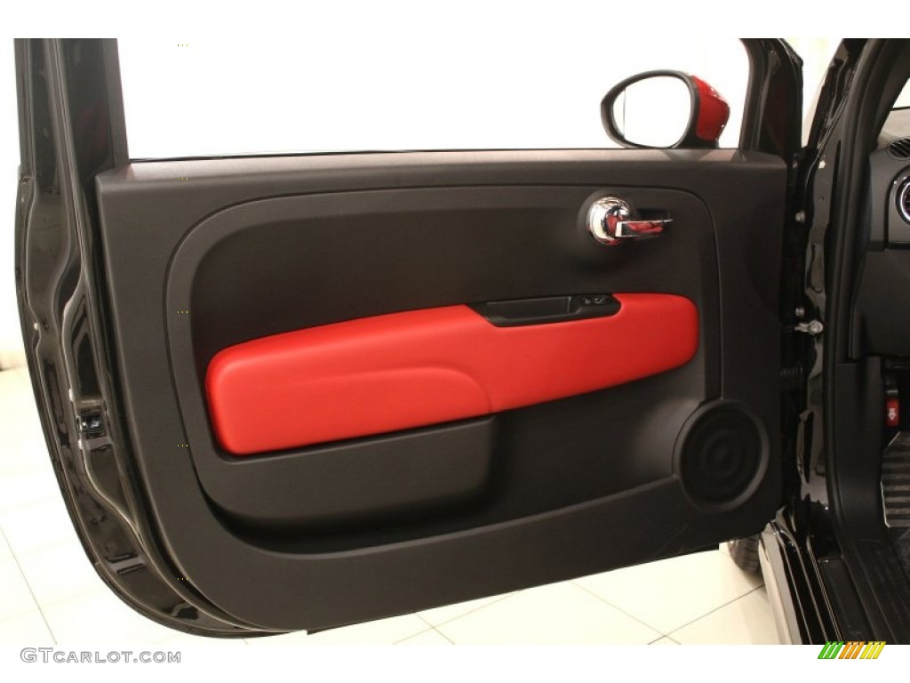 2012 Fiat 500 Abarth Abarth Rosso Leather (Red) Door Panel Photo #64431230