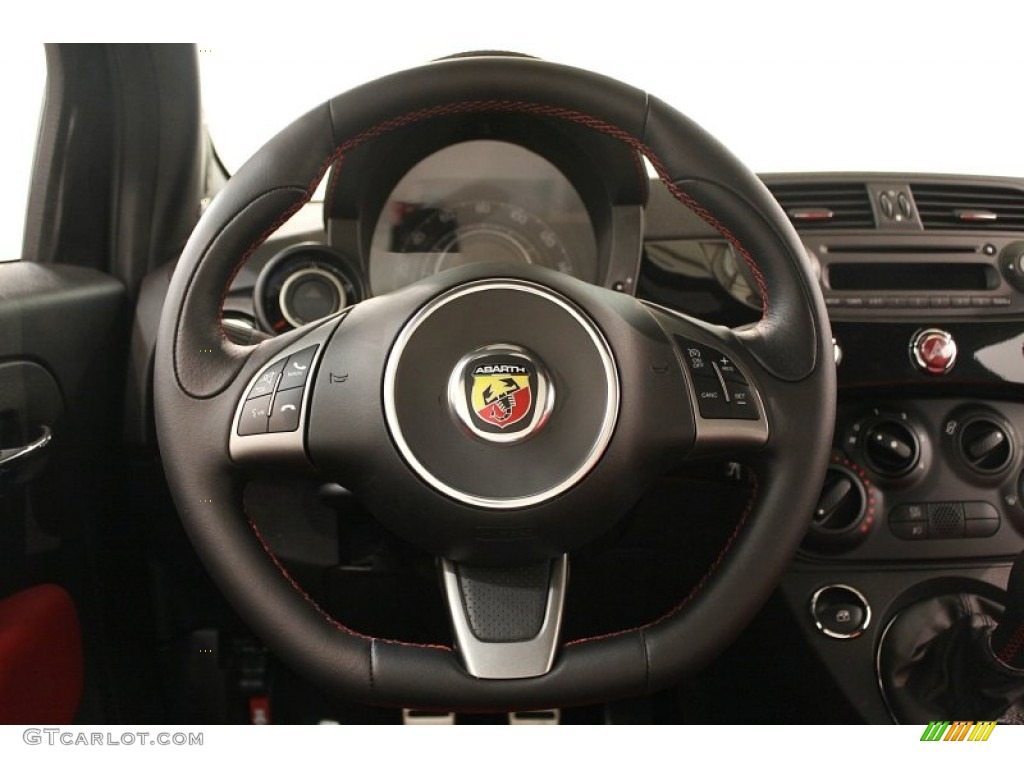 2012 Fiat 500 Abarth Abarth Rosso Leather (Red) Steering Wheel Photo #64431278