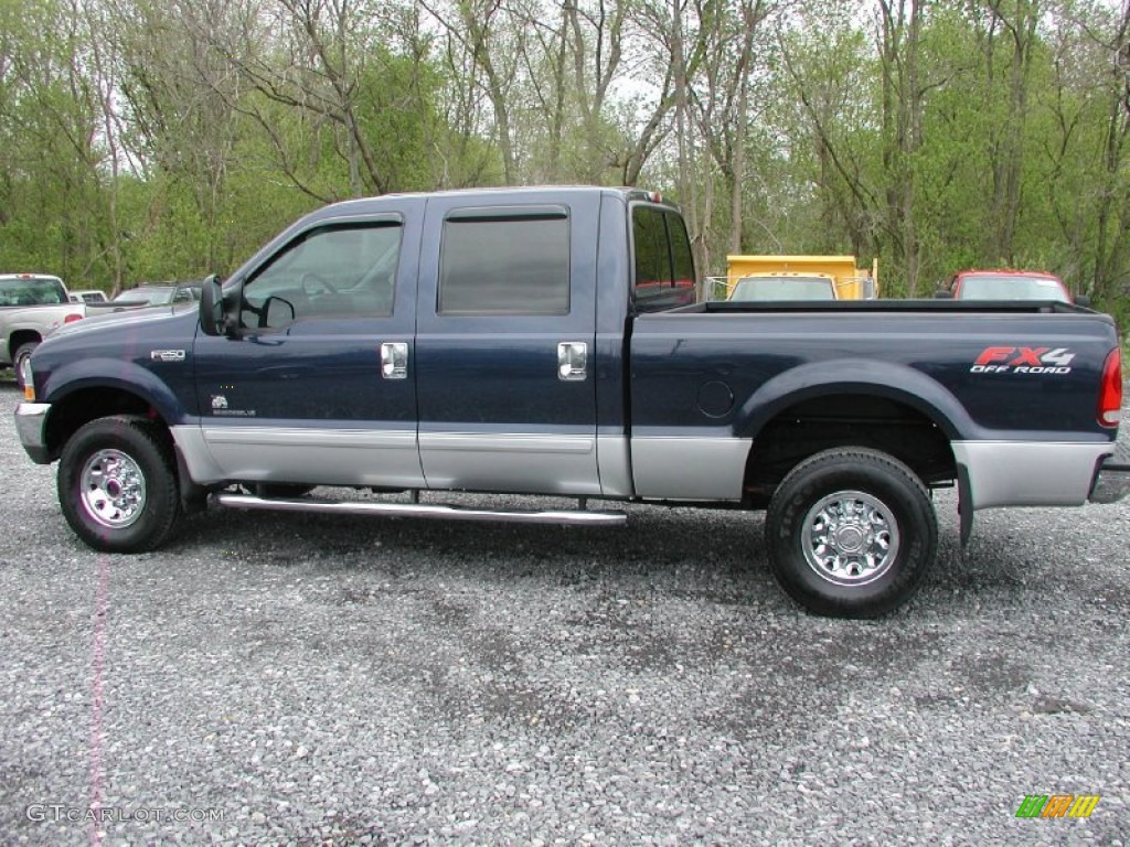 2003 F250 Super Duty XLT Crew Cab 4x4 - True Blue Metallic / Dark Flint Grey photo #5