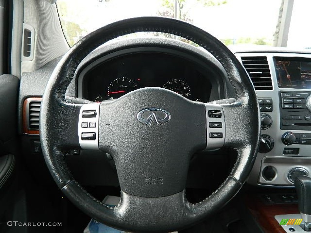 2008 Infiniti QX 56 4WD Charcoal Steering Wheel Photo #64433654