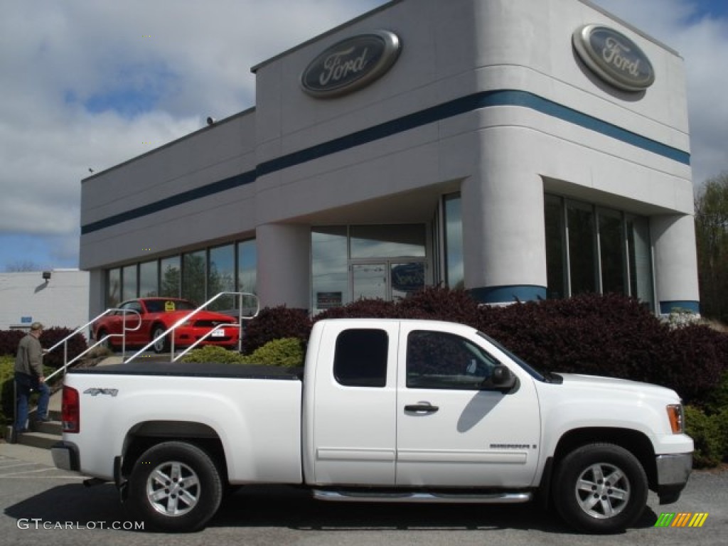 2008 Sierra 1500 SLE Extended Cab 4x4 - Summit White / Dark Titanium photo #1