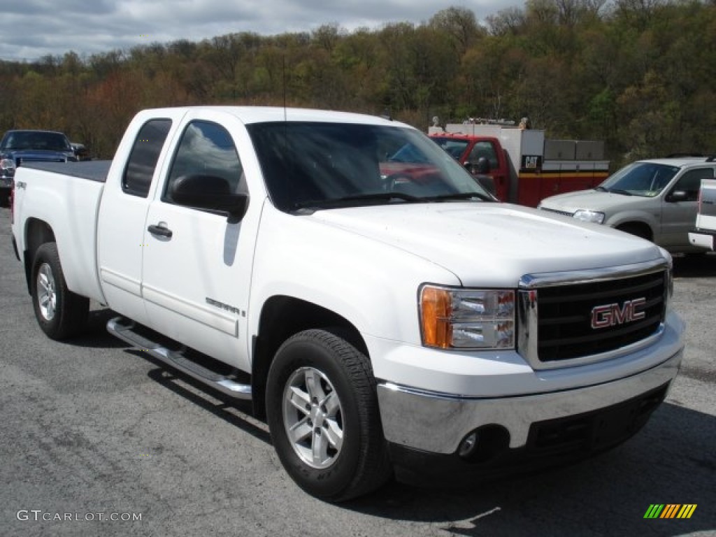 2008 Sierra 1500 SLE Extended Cab 4x4 - Summit White / Dark Titanium photo #2