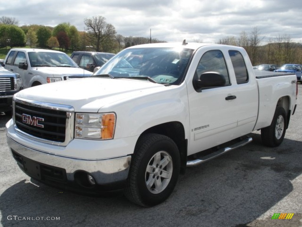 2008 Sierra 1500 SLE Extended Cab 4x4 - Summit White / Dark Titanium photo #4