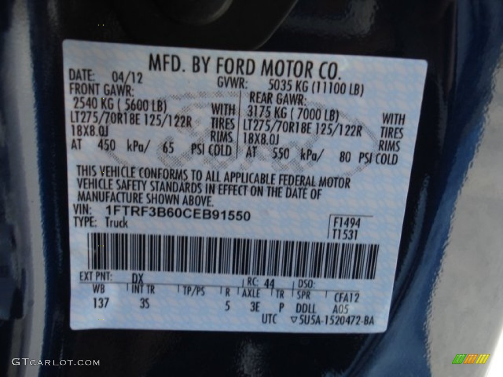 2012 F350 Super Duty XLT Regular Cab 4x4 - Dark Blue Pearl Metallic / Steel photo #20
