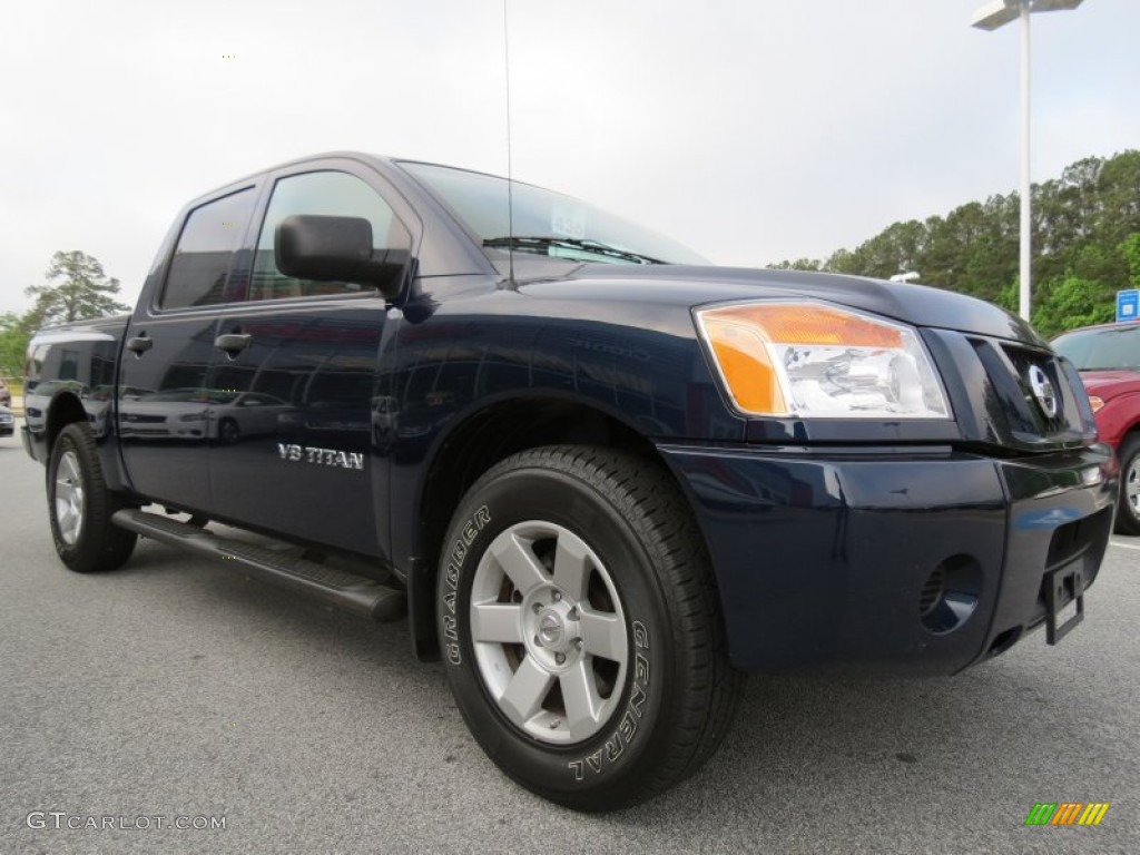 2008 Titan LE Crew Cab - Majestic Blue / Almond photo #7