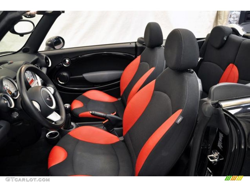 Black/Rooster Red Interior 2009 Mini Cooper S Convertible Photo #64441218
