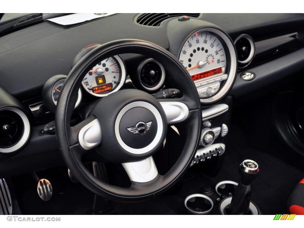 2009 Mini Cooper S Convertible Black/Rooster Red Dashboard Photo #64441245