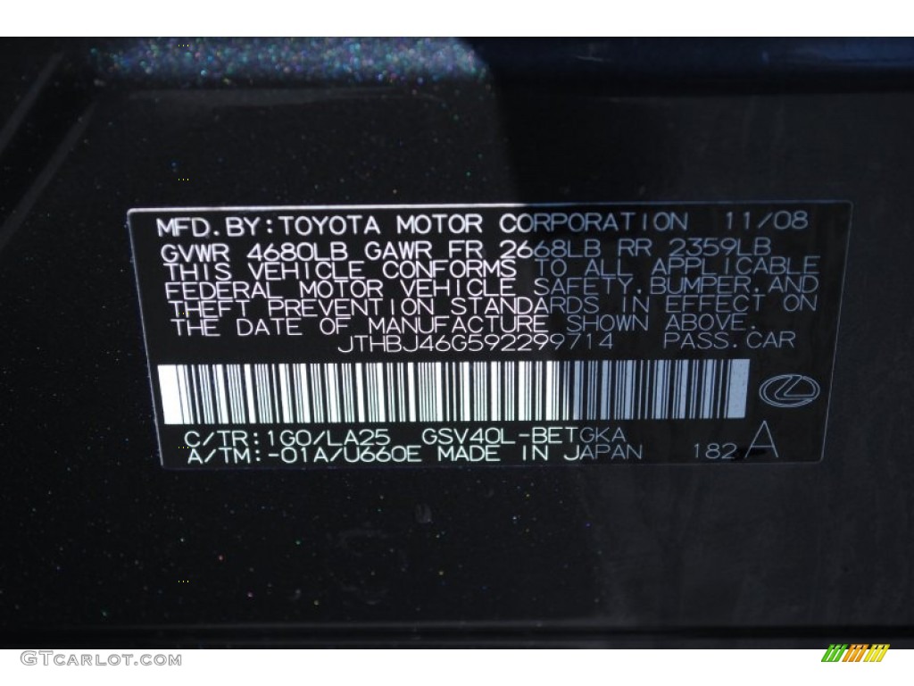 2009 ES Color Code 1G0 for Smokey Granite Mica Photo #64443019