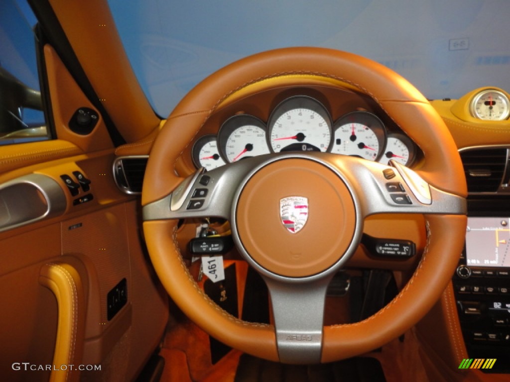 2009 Porsche 911 Carrera S Cabriolet Natural Brown Steering Wheel Photo #64446894