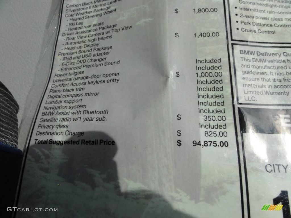2010 BMW X6 M Standard X6 M Model Window Sticker Photos