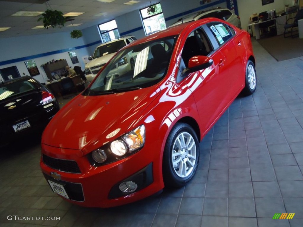 2012 Sonic LT Sedan - Victory Red / Jet Black/Dark Titanium photo #1