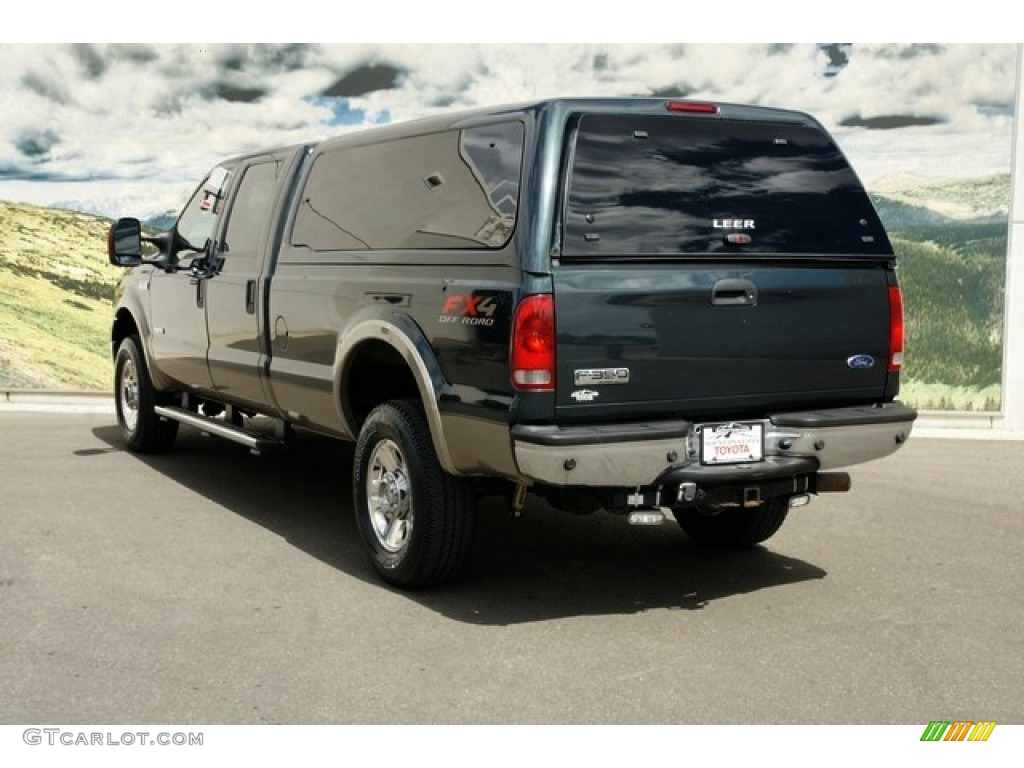 2006 F350 Super Duty Lariat FX4 Crew Cab 4x4 - Dark Green Satin Metallic / Tan photo #2
