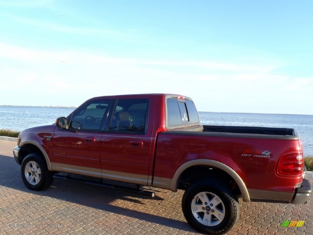 2002 F150 Lariat SuperCrew 4x4 - Toreador Red Metallic / Medium Parchment photo #3