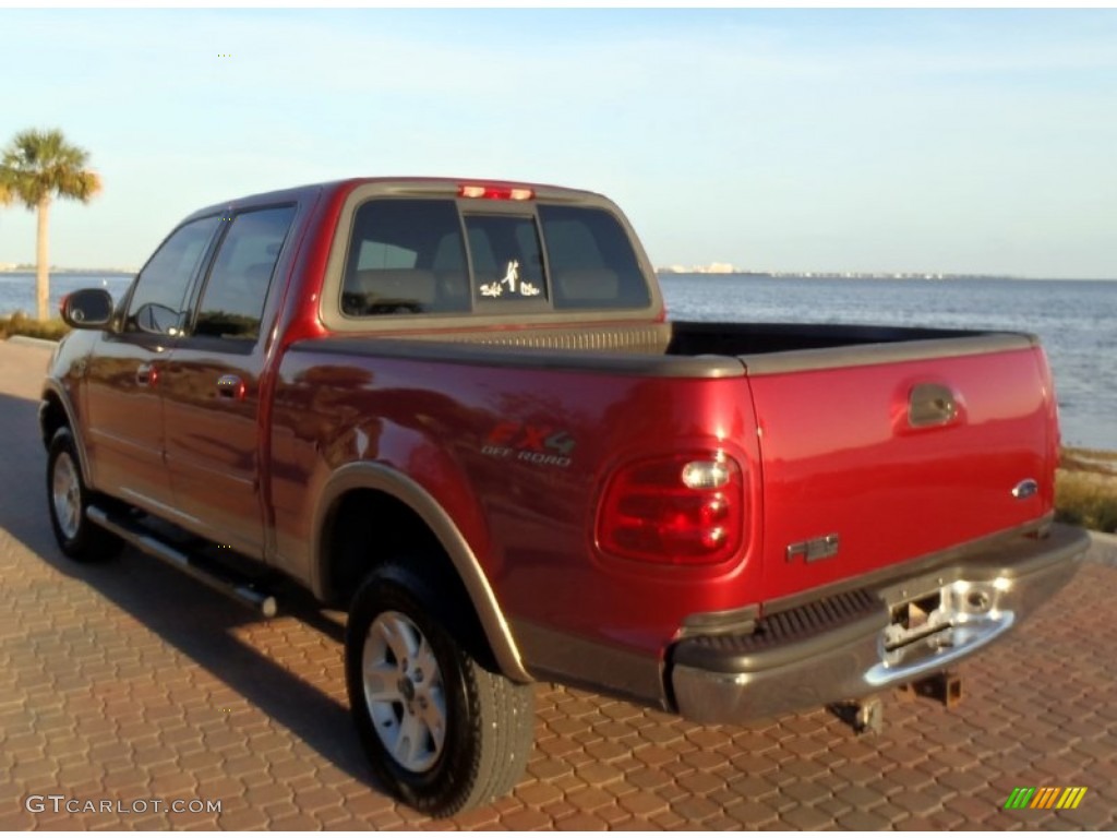 2002 F150 Lariat SuperCrew 4x4 - Toreador Red Metallic / Medium Parchment photo #4