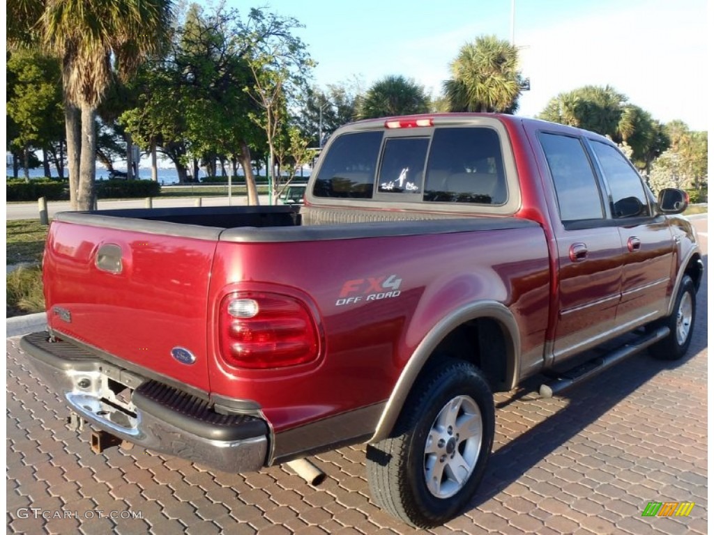 2002 F150 Lariat SuperCrew 4x4 - Toreador Red Metallic / Medium Parchment photo #7