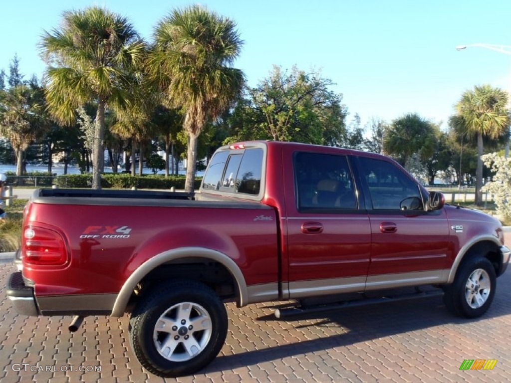 2002 F150 Lariat SuperCrew 4x4 - Toreador Red Metallic / Medium Parchment photo #8