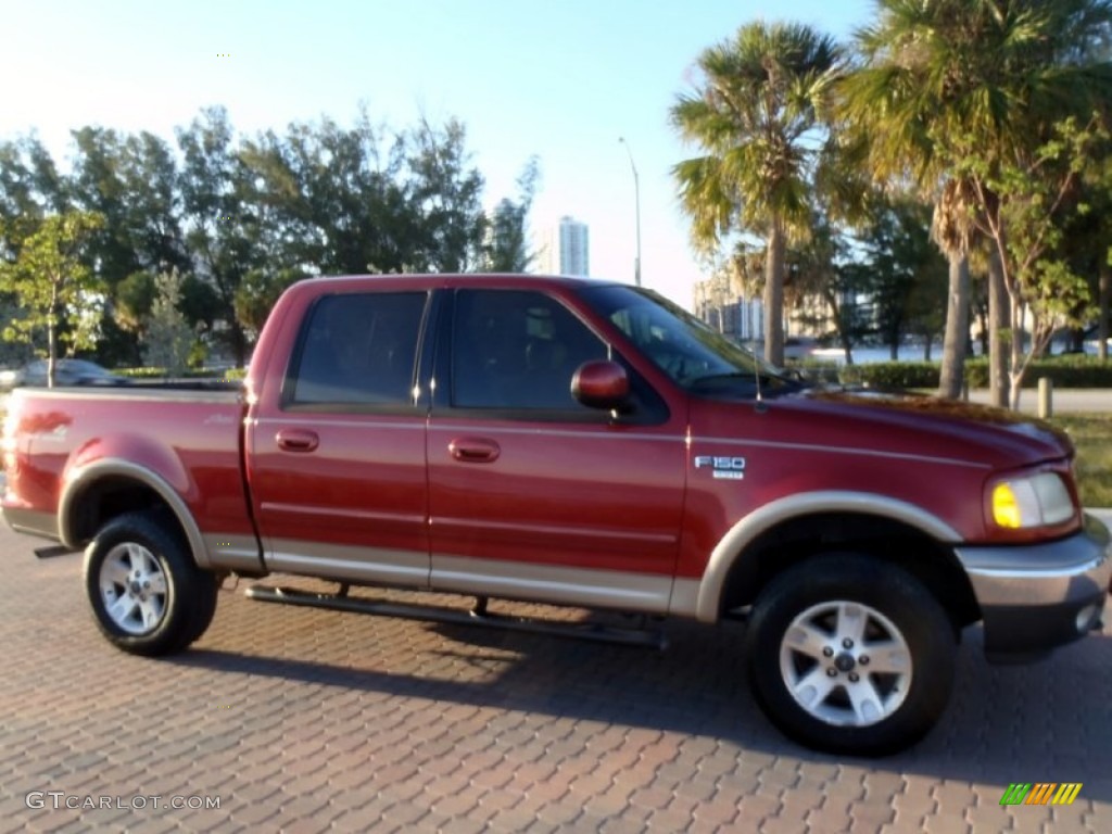 2002 F150 Lariat SuperCrew 4x4 - Toreador Red Metallic / Medium Parchment photo #9