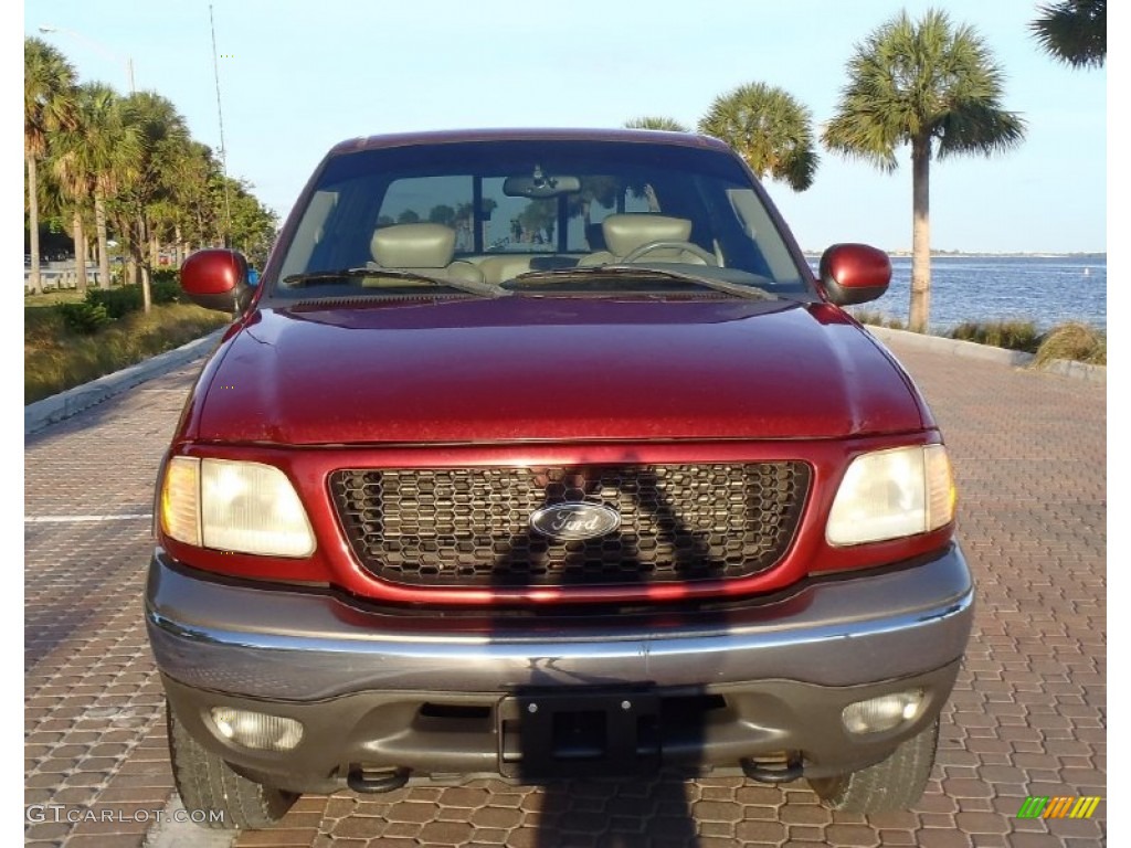 2002 F150 Lariat SuperCrew 4x4 - Toreador Red Metallic / Medium Parchment photo #12