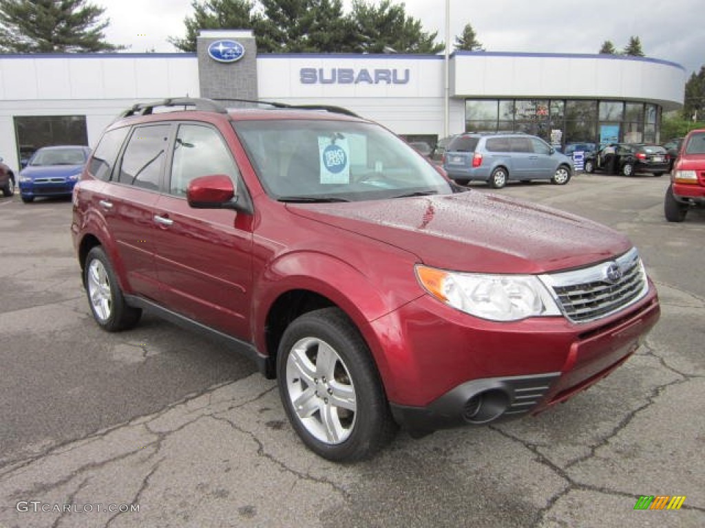 2009 Forester 2.5 X Premium - Camellia Red Pearl / Black photo #1