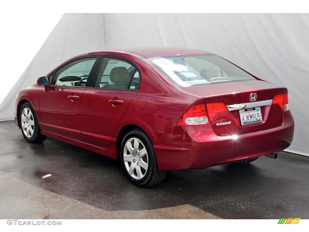 2009 Civic LX Sedan - Tango Red Pearl / Beige photo #2